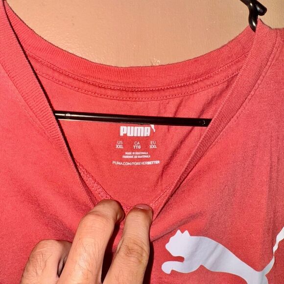 PUMA Men's Short Sleeve Logo Tee T-Shirt in Red Black - Size XXL - Picture 2 of 8